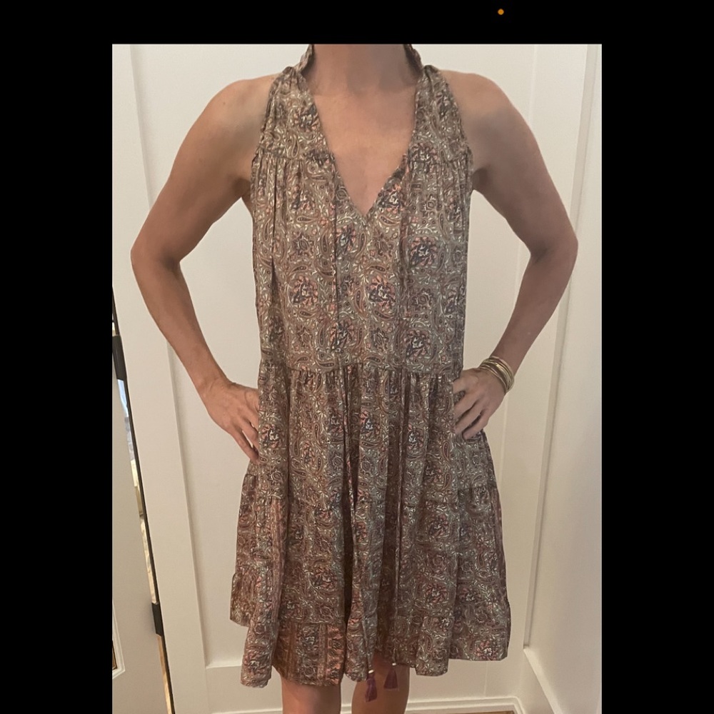 Paani short tiered dress with deep v neck